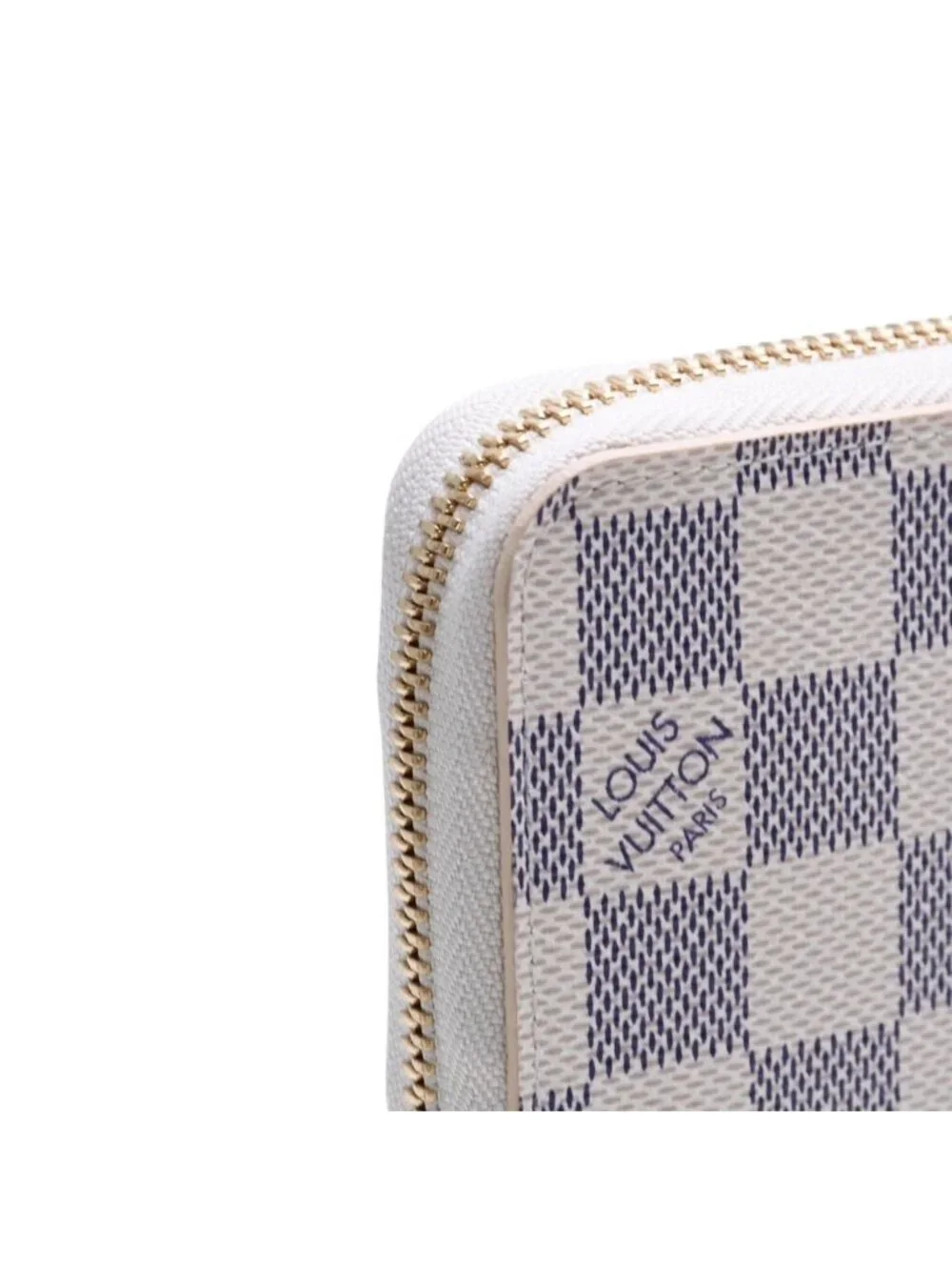Louis Vuitton Damier Azur Zippy Wallet Ivory Black Round
